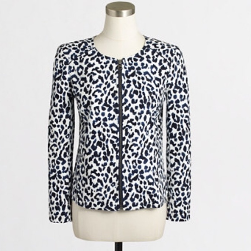 NWT. J. Crew Factory leopard motorcycle jacket